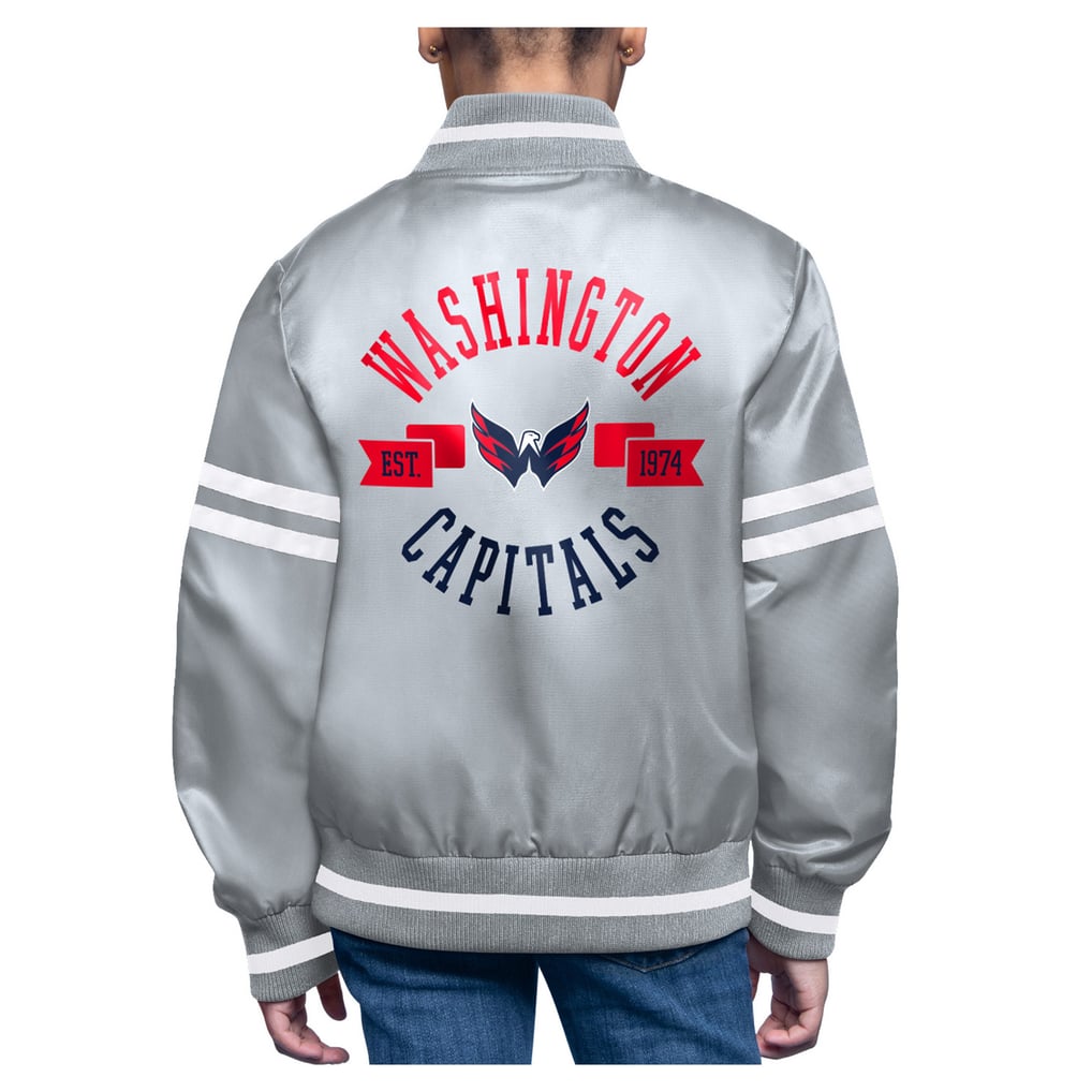  Washington Capitals Starter Youth Printed Logo Satin Varsity Full-Snap Jacket - Gray